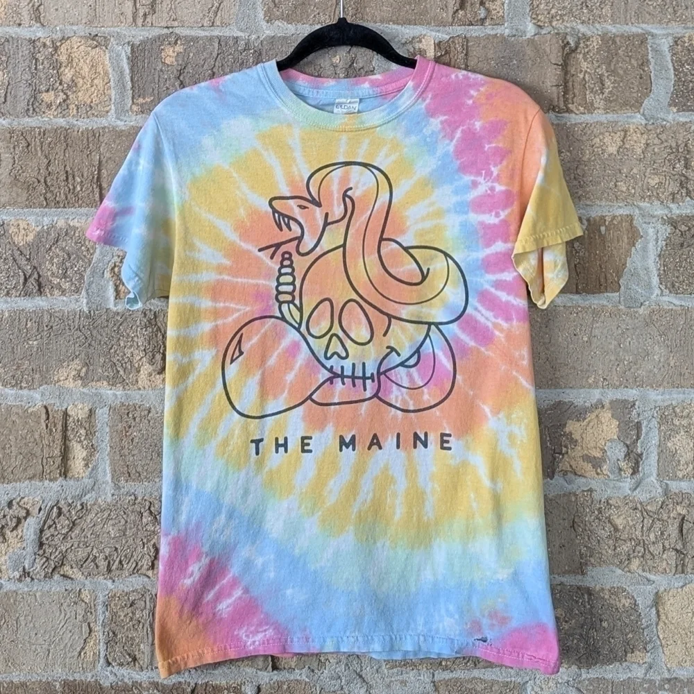 The Maine Pastel Rainbow Tie Dye Short Sleeve T-Shirt Band Tee Size Small